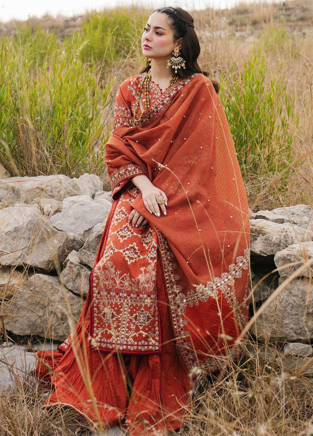 Marahil By Qalamkar Embroidered Lawn Suits Unstitched 3 Piece QLM22M SS-15 Parishey - Luxury Collection