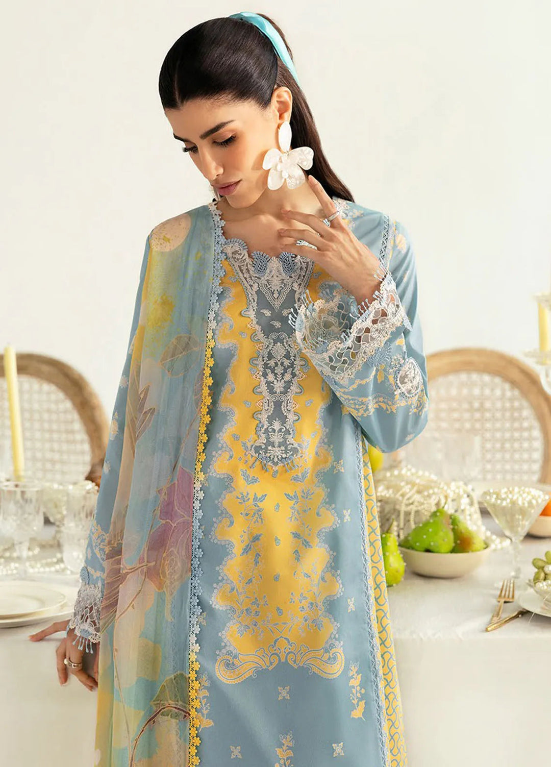 Qalamkar Printed Lawn Suits Unstitched 3 Piece QLM25UL Elva PQ-6A - Summer Collection