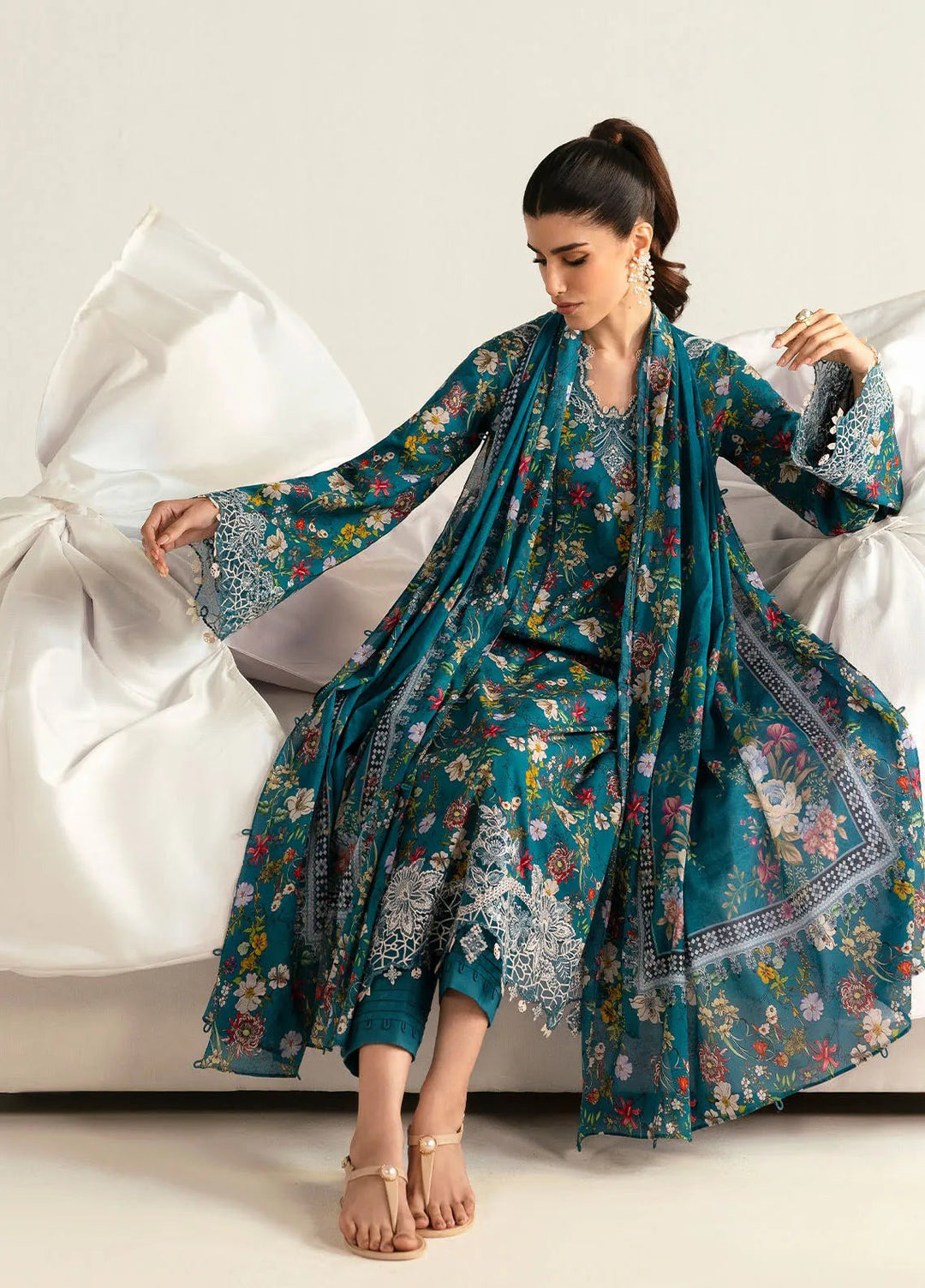 Qalamkar Printed Lawn Suits Unstitched 3 Piece QLM25UL Faha PQ-10A - Summer Collection