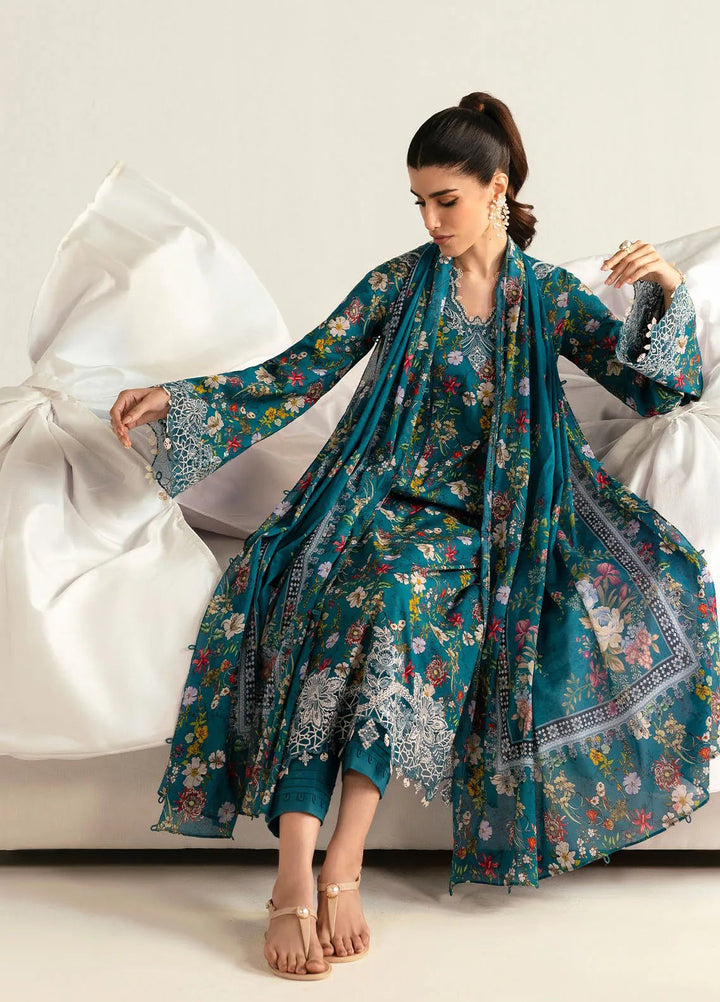 Qalamkar Printed Lawn Suits Unstitched 3 Piece QLM25UL Faha PQ-10A - Summer Collection