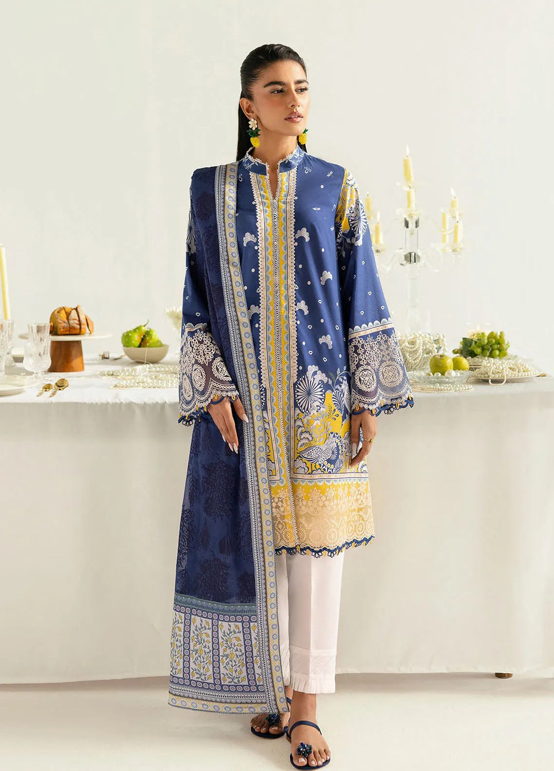 Qalamkar Printed Lawn Suits Unstitched 3 Piece QLM25UL Hina PQ-2 A - Summer Collection