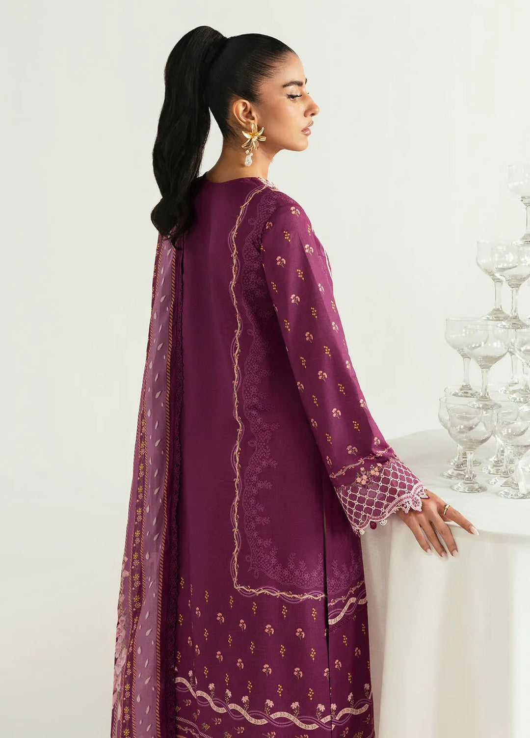 Qalamkar Printed Lawn Suits Unstitched 3 Piece QLM25UL Miya PQ-1 B - Summer Collection