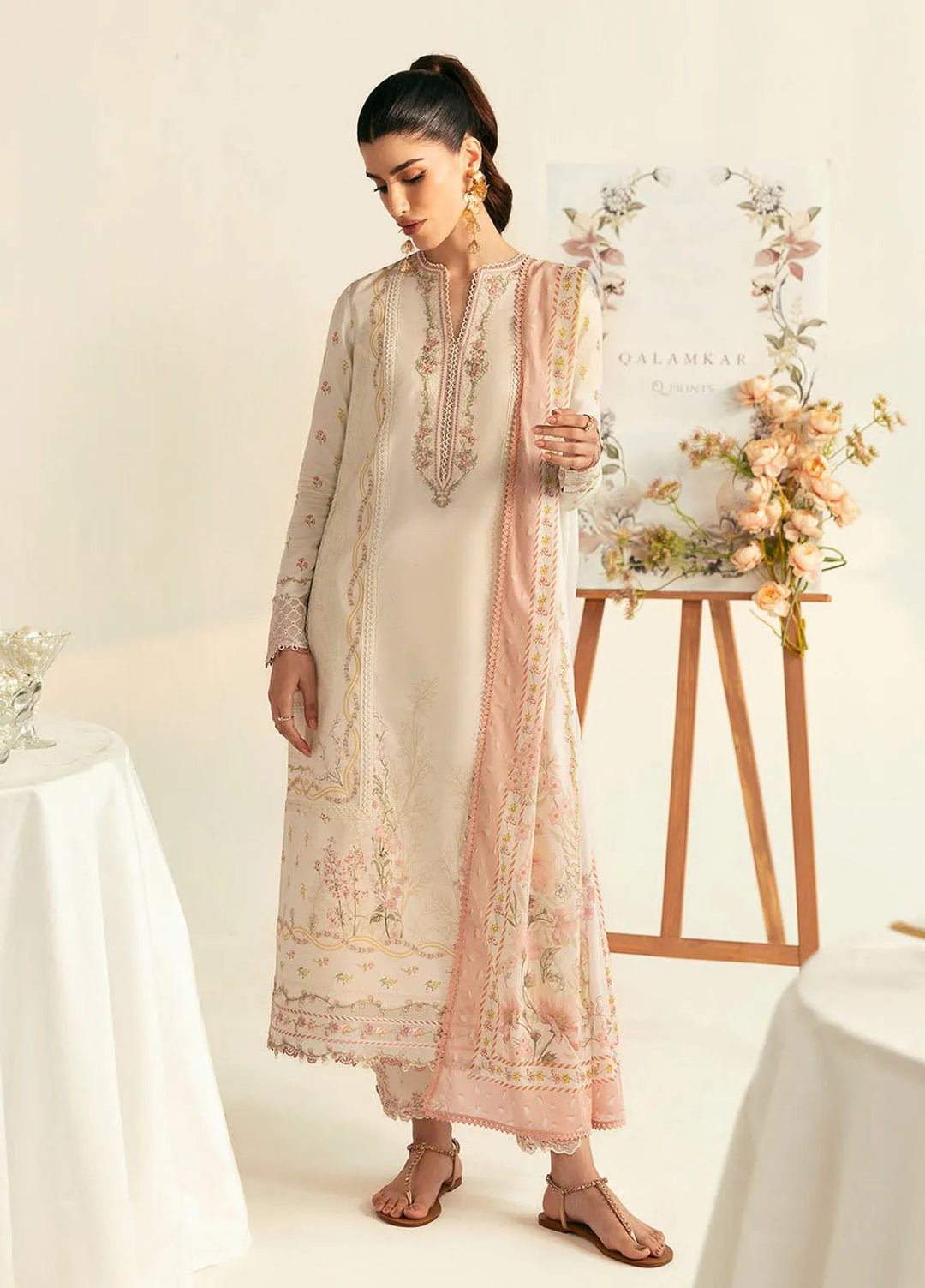 Qalamkar Printed Lawn Suits Unstitched 3 Piece QLM25UL Nena PQ-1 A - Summer Collection