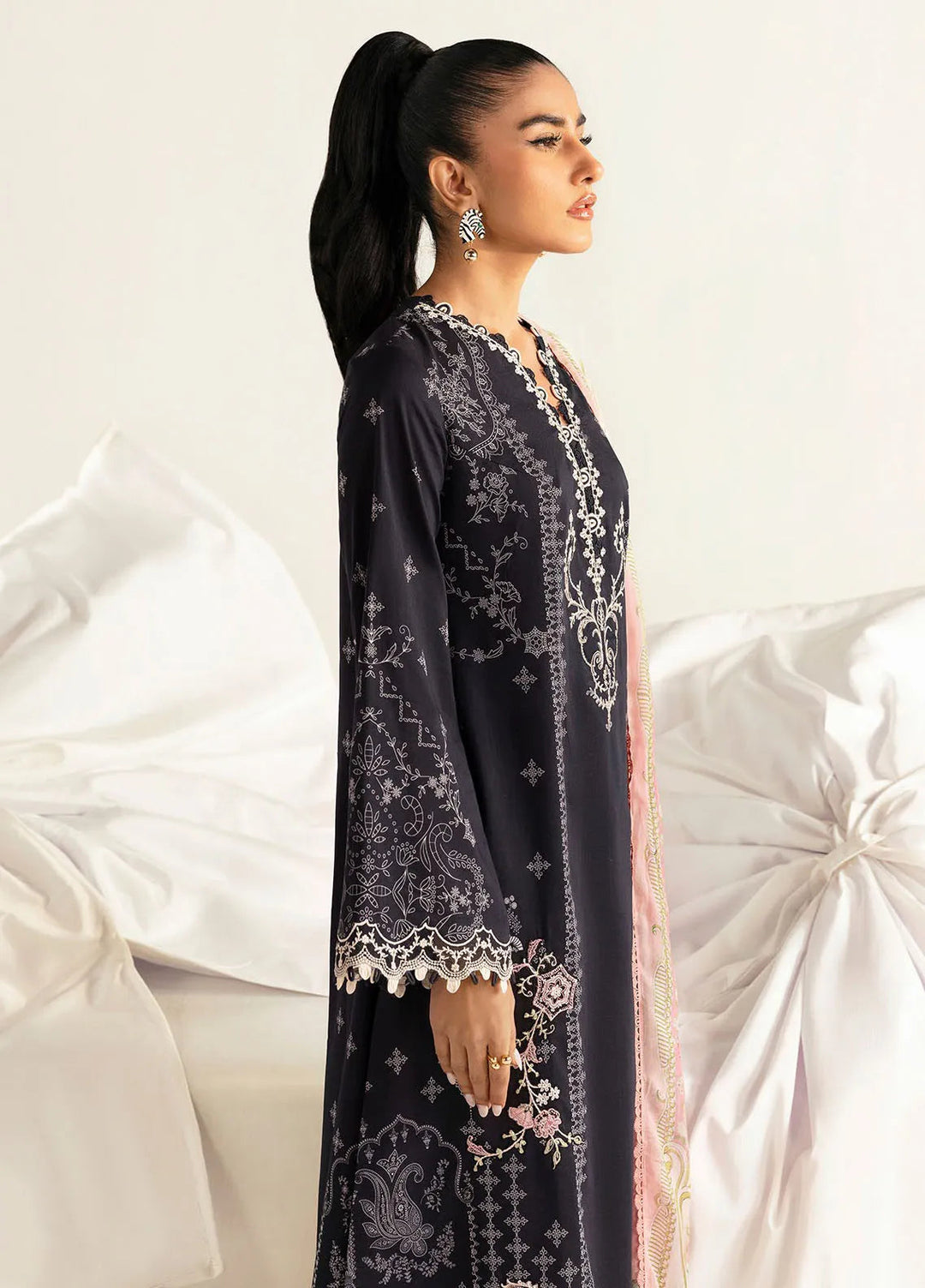 Qalamkar Printed Lawn Suits Unstitched 3 Piece QLM25UL Nora PQ-9B - Summer Collection