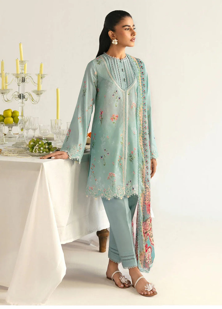 Qalamkar Printed Lawn Suits Unstitched 3 Piece QLM25UL Rena PQ-8B - Summer Collection