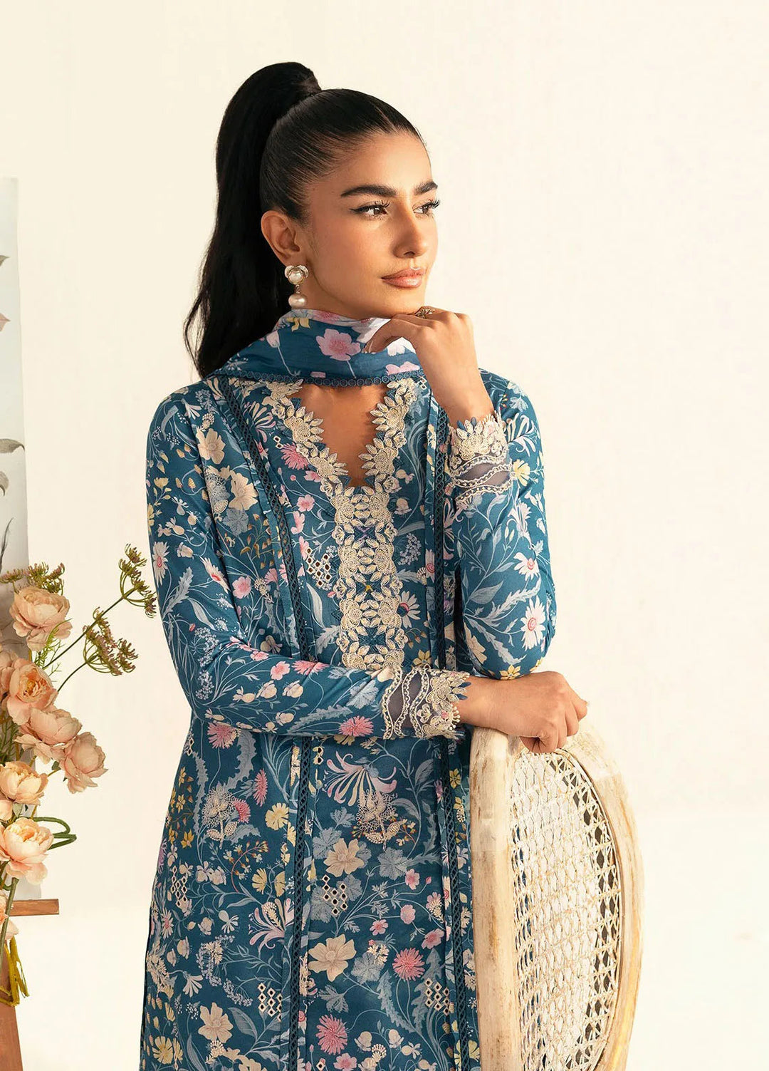 Qalamkar Printed Lawn Suits Unstitched 3 Piece QLM25UL Rhea PQ-4B - Summer Collection