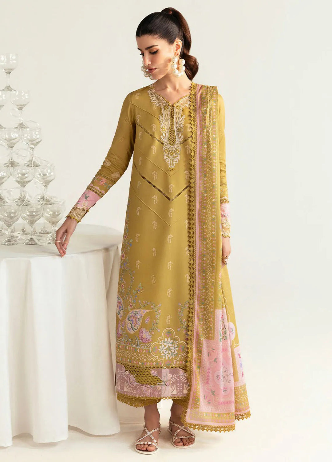 Qalamkar Printed Lawn Suits Unstitched 3 Piece QLM25UL Sian PQ-5A - Summer Collection