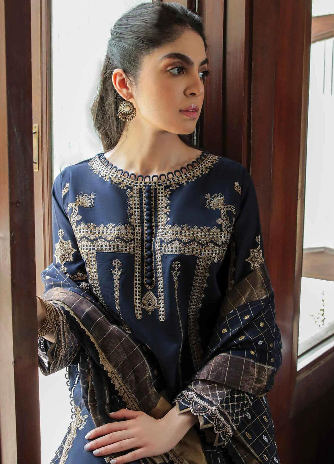 Dastak By Qalamkar Embroidered Lawn Suits Unstitched 3 Piece QLM22QD AQ 10 Eshaal - Summer Collection