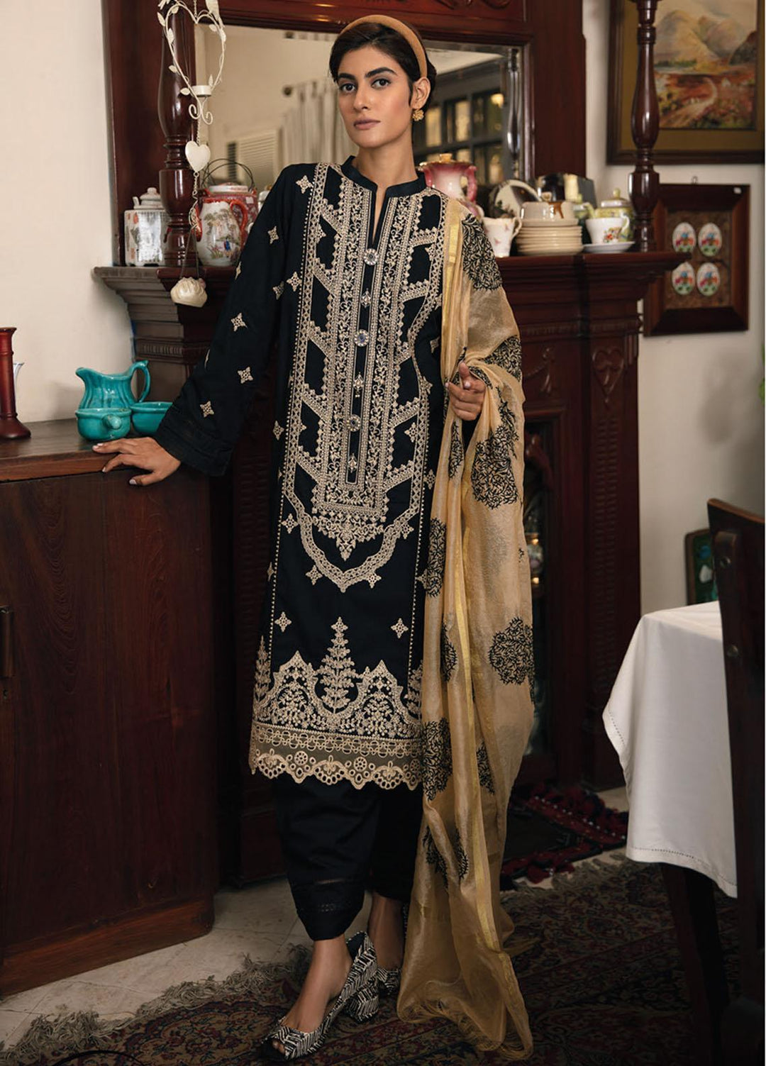 Qline By Qalamkar Embroidered Lawn Suits Unstitched 3 Piece QLM21Q 11 Anjuman - Summer Collection