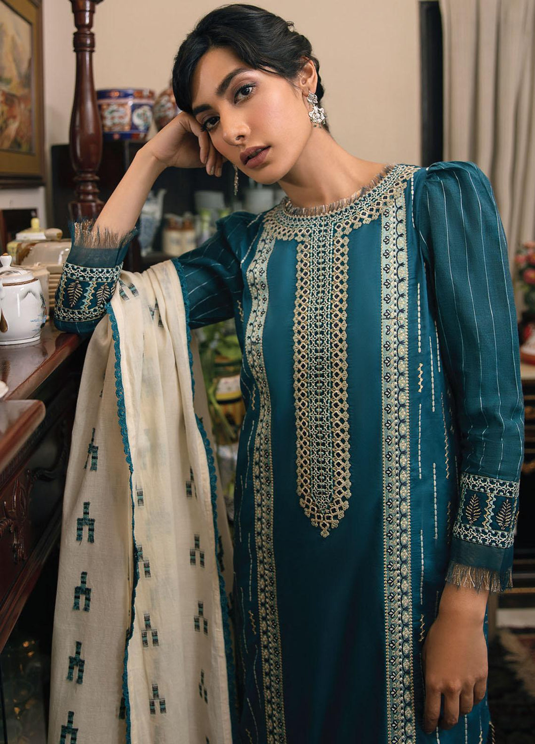 Qline By Qalamkar Embroidered Lawn Suits Unstitched 3 Piece QLM21Q 12 Shehnaz - Summer Collection