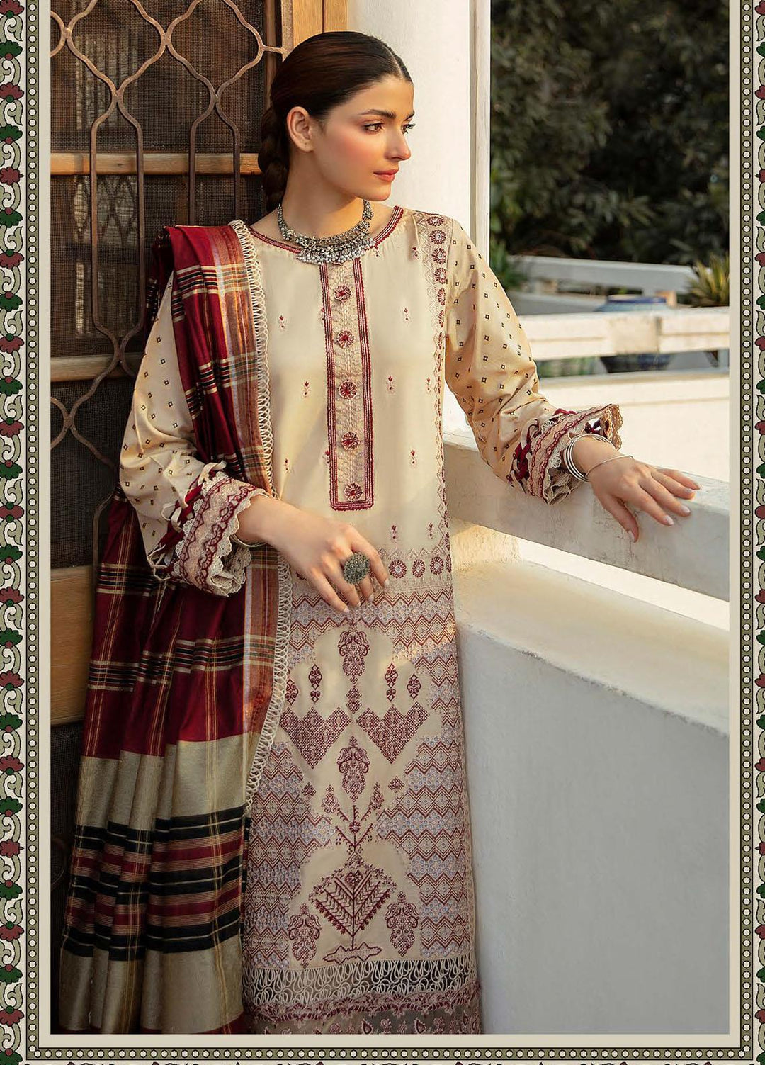Qalamkar Embroidered Schiffli Suits Unstitched 3 Piece QLM21LN  NW-06 - Winter Collection