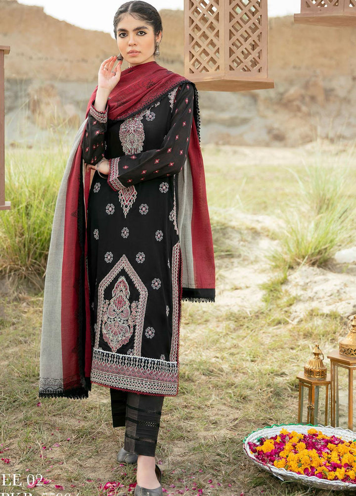 Qalamkar Embroidered Lawn Suits Unstitched 3 Piece QLM21QL EE-02 - Luxury Collection