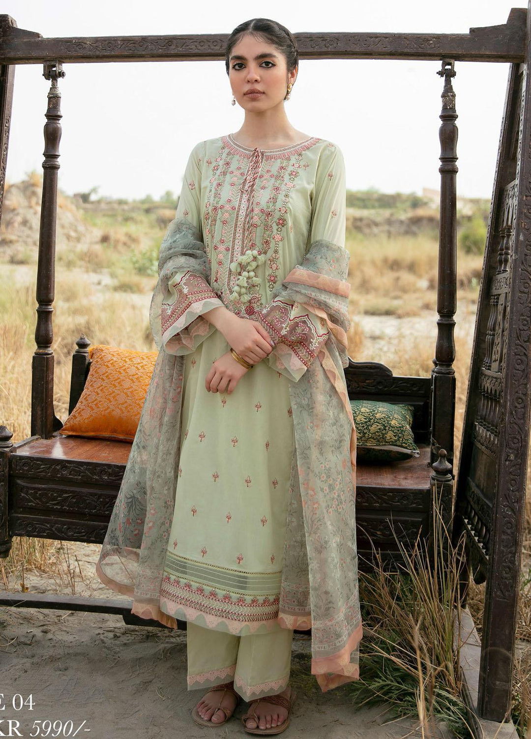 Qalamkar Embroidered Lawn Suits Unstitched 3 Piece QLM21QL EE-04 - Luxury Collection