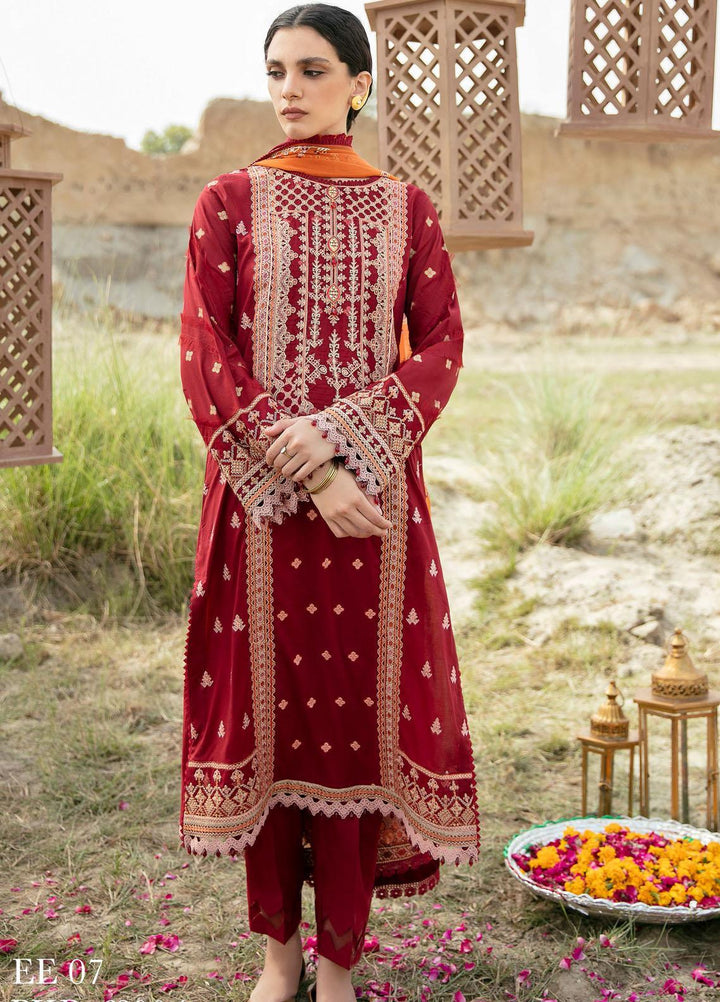 Qalamkar Embroidered Lawn Suits Unstitched 3 Piece QLM21QL EE-07 - Luxury Collection