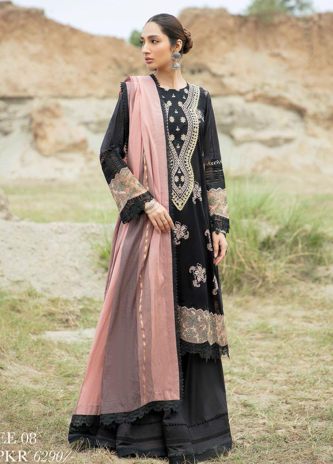 Qalamkar Embroidered Schiffli Suits Unstitched 3 Piece QLM21QL EE-08 - Luxury Collection