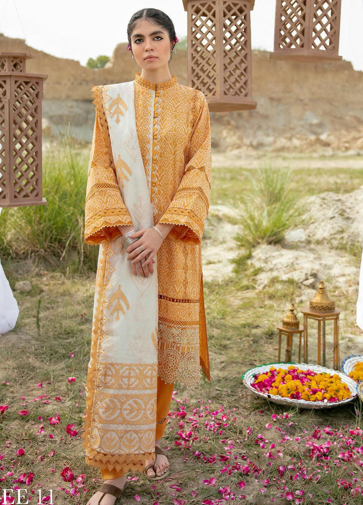 Qalamkar Embroidered Schiffli Suits Unstitched 3 Piece QLM21QL EE-11 - Luxury Collection