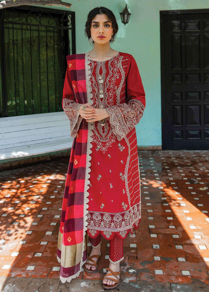 Qline By Qalamkar Embroidered Lawn Suits Unstitched 3 Piece QLM22S QB-01 Rosa - Summer Collection