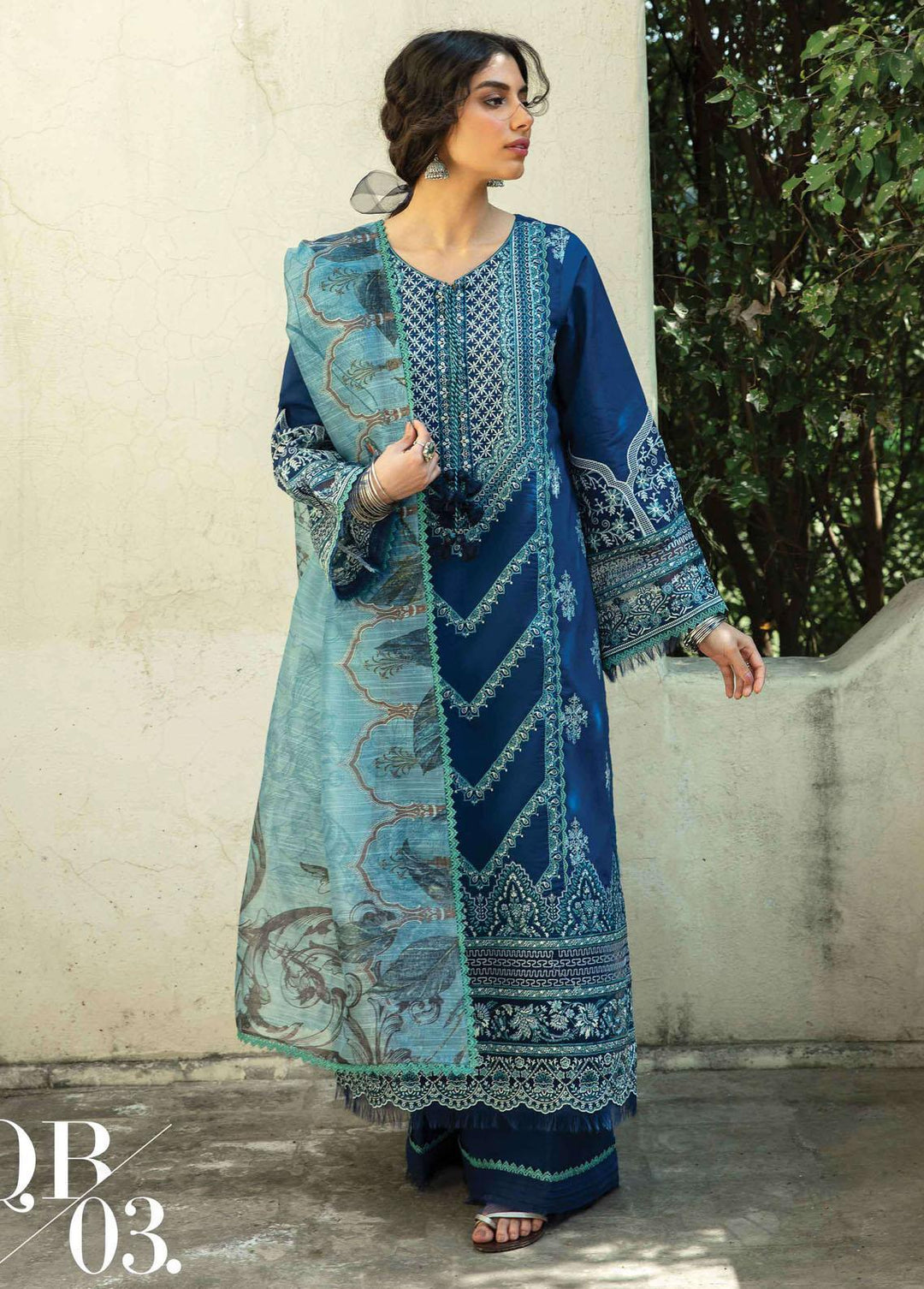 Qline By Qalamkar Embroidered Lawn Suits Unstitched 3 Piece QLM22S QB-03 Ada - Summer Collection