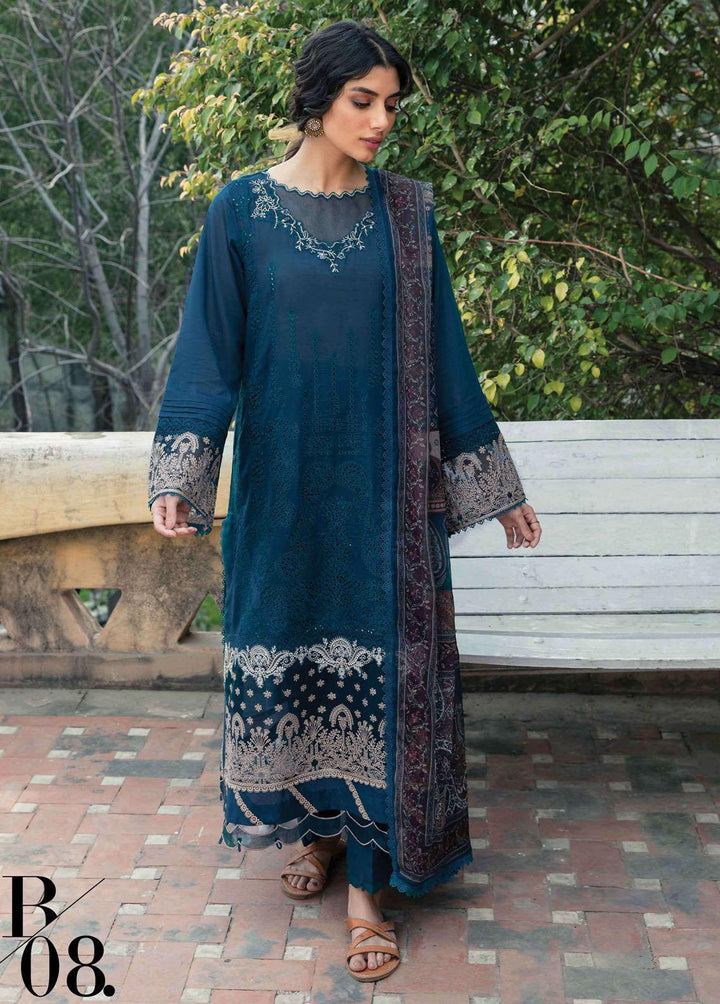 Qline By Qalamkar Embroidered Lawn Suits Unstitched 3 Piece QLM22S QB-08 Ember - Summer Collection