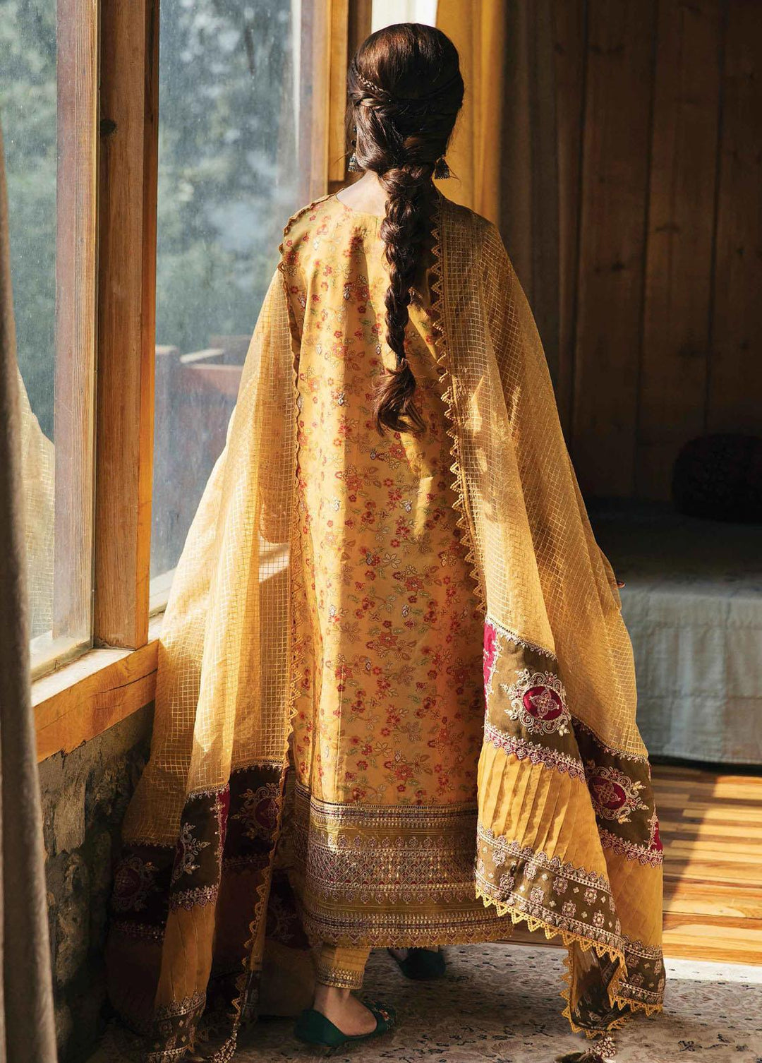 Rahi By Qalamkar Embroidered Lawn Suits Unstitched 3 Piece QLM22R EB-04 Sienna - Luxury Collection