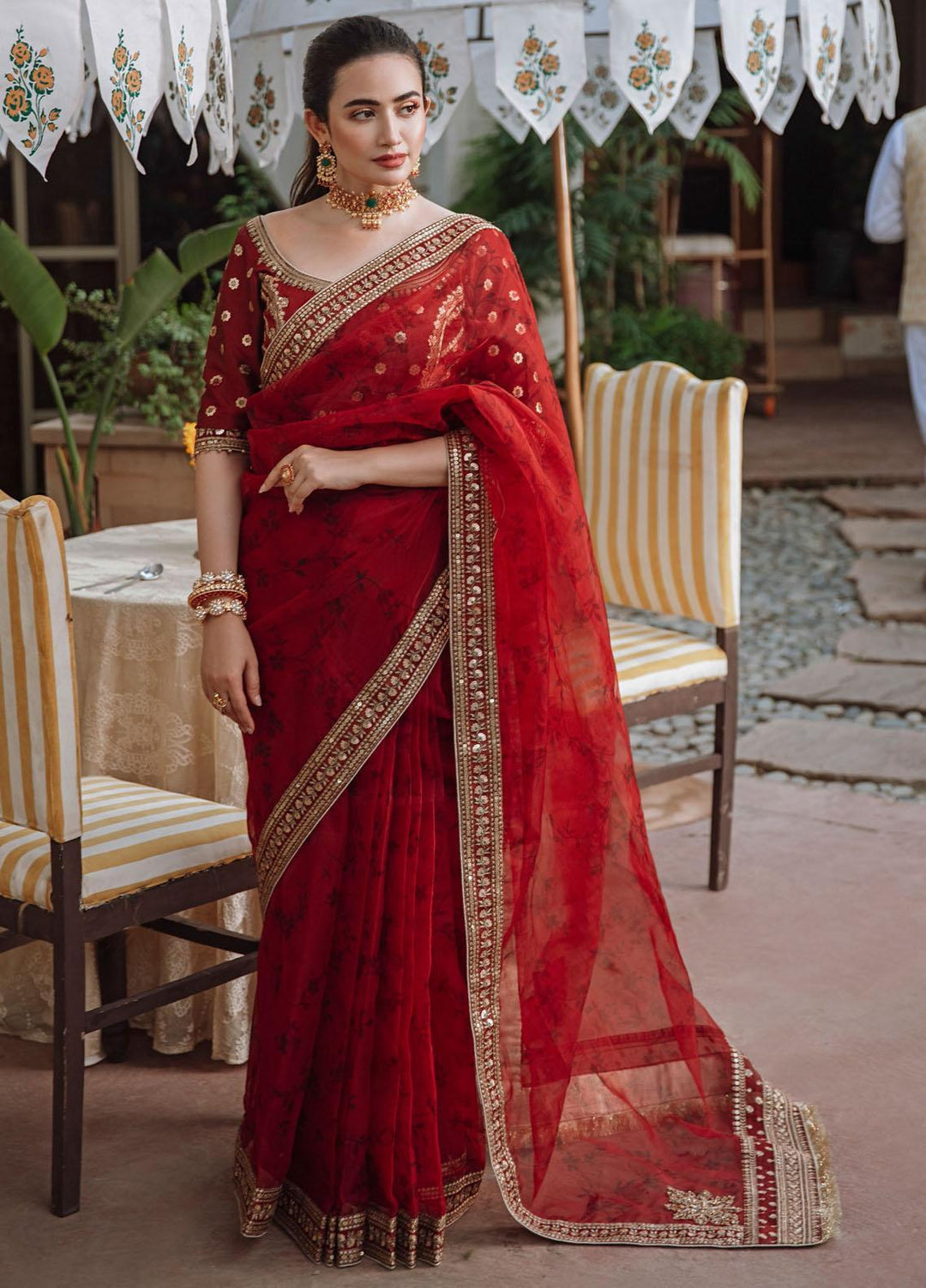 Qalamkar Embroidered Organza  Unstitched Saree QLM21SH SM-06 - Formals Collection