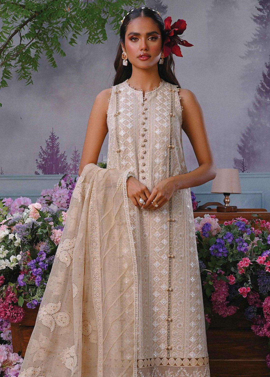 Qalamkar Embroidered Lawn Suits Unstitched 3 Piece QLM23E CF-01 Mira - Eid Collection