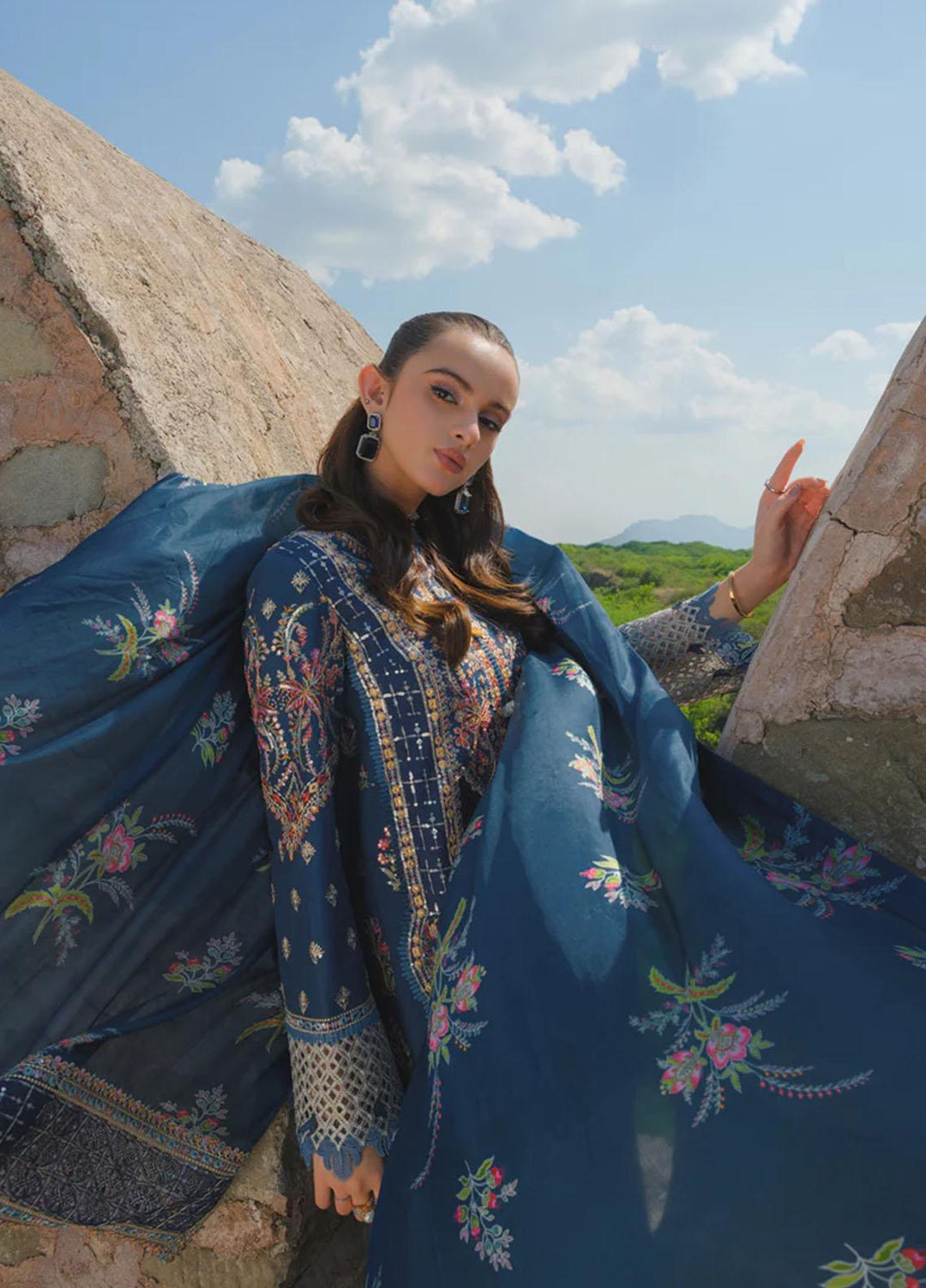 Qalamkar Embroidered Lawn Suits Unstitched 3 Piece QLM23EE BE-01 Natalia - Eid Collection