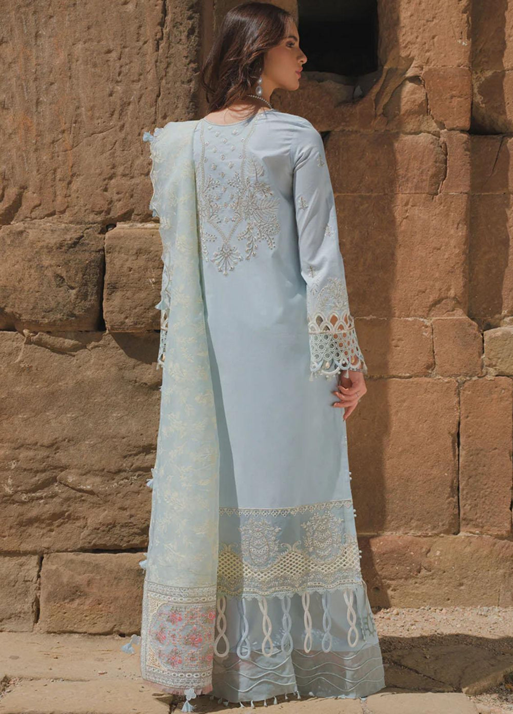 Qalamkar Embroidered Lawn Suits Unstitched 3 Piece QLM23EE BE-02 Mina - Eid Collection