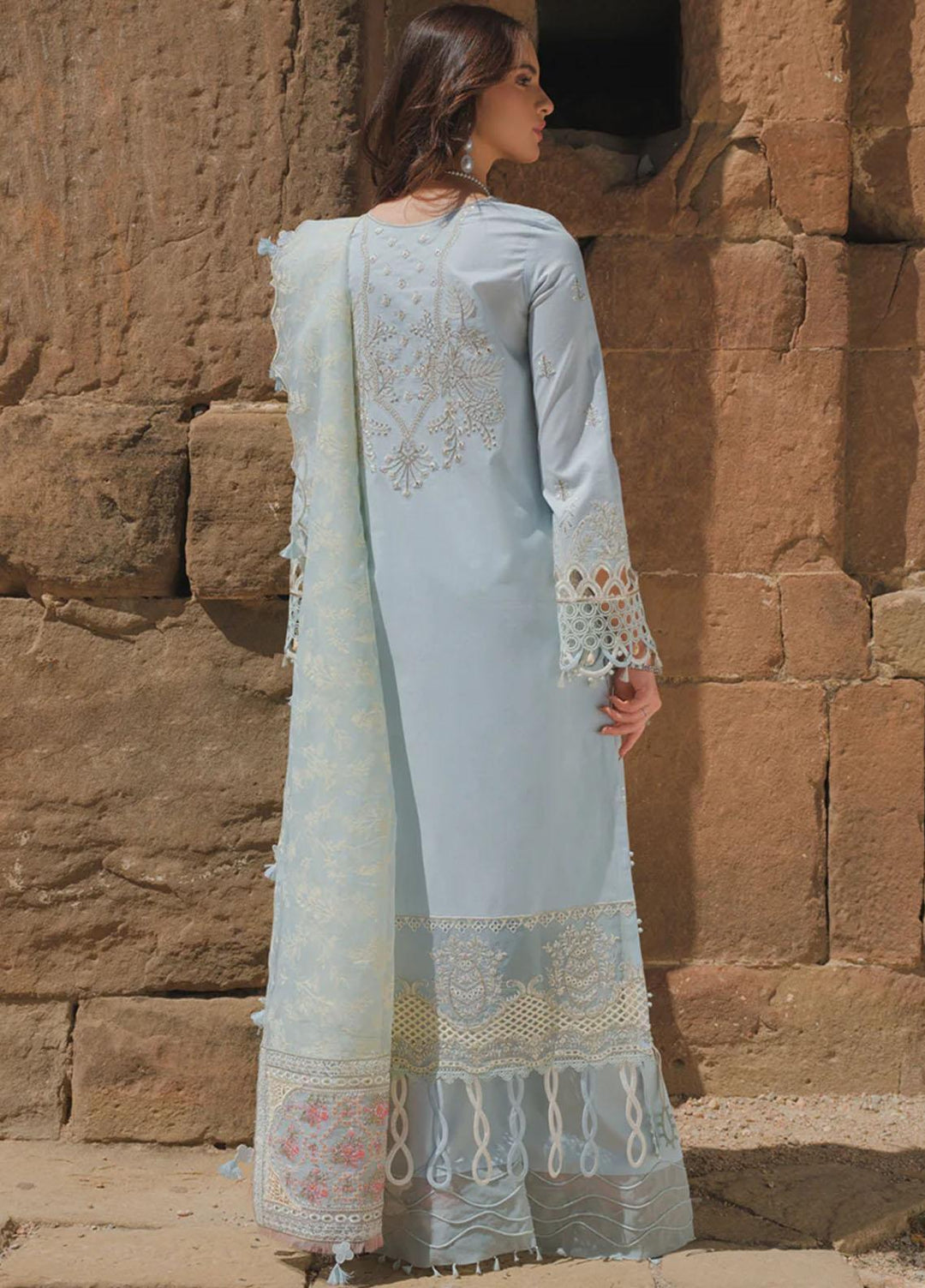 Qalamkar Embroidered Lawn Suits Unstitched 3 Piece QLM23EE BE-02 Mina - Eid Collection