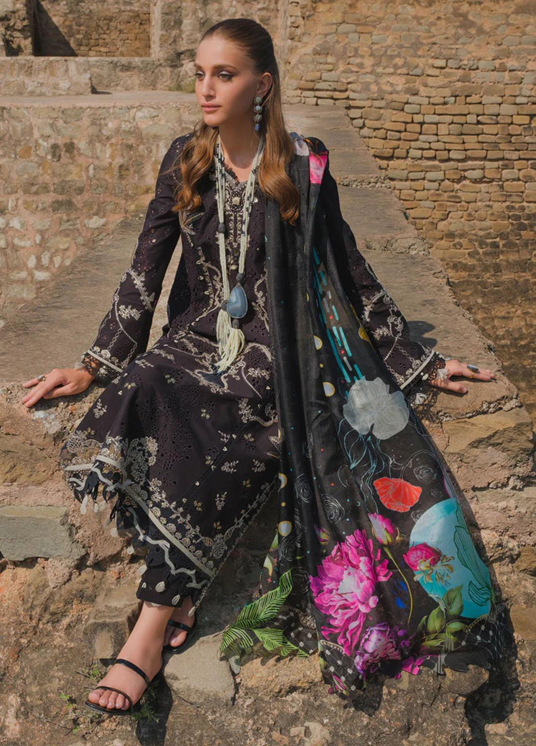 Qalamkar Embroidered Lawn Suits Unstitched 3 Piece QLM23EE BE-03 Inez - Eid Collection