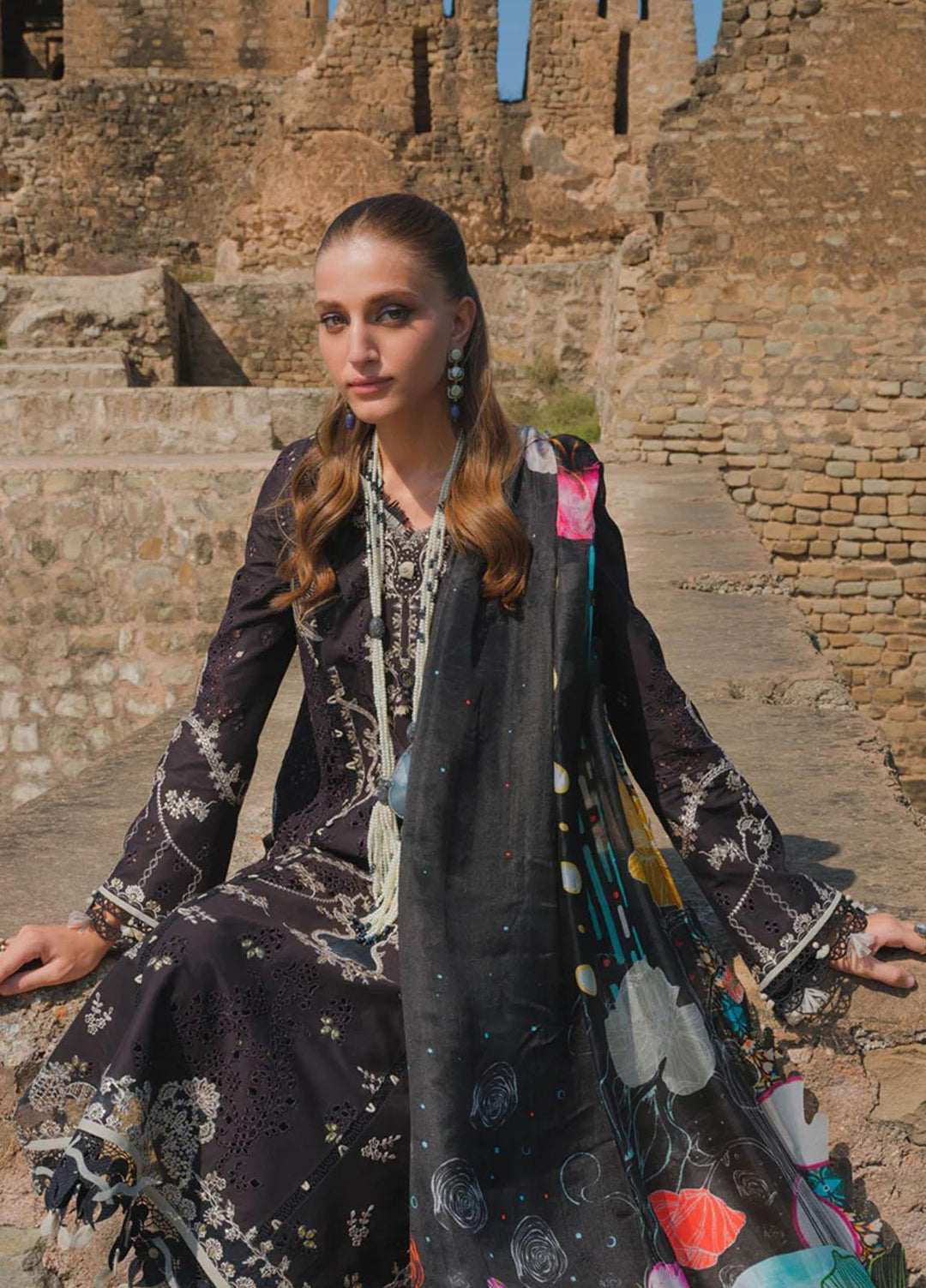 Qalamkar Embroidered Lawn Suits Unstitched 3 Piece QLM23EE BE-03 Inez - Eid Collection