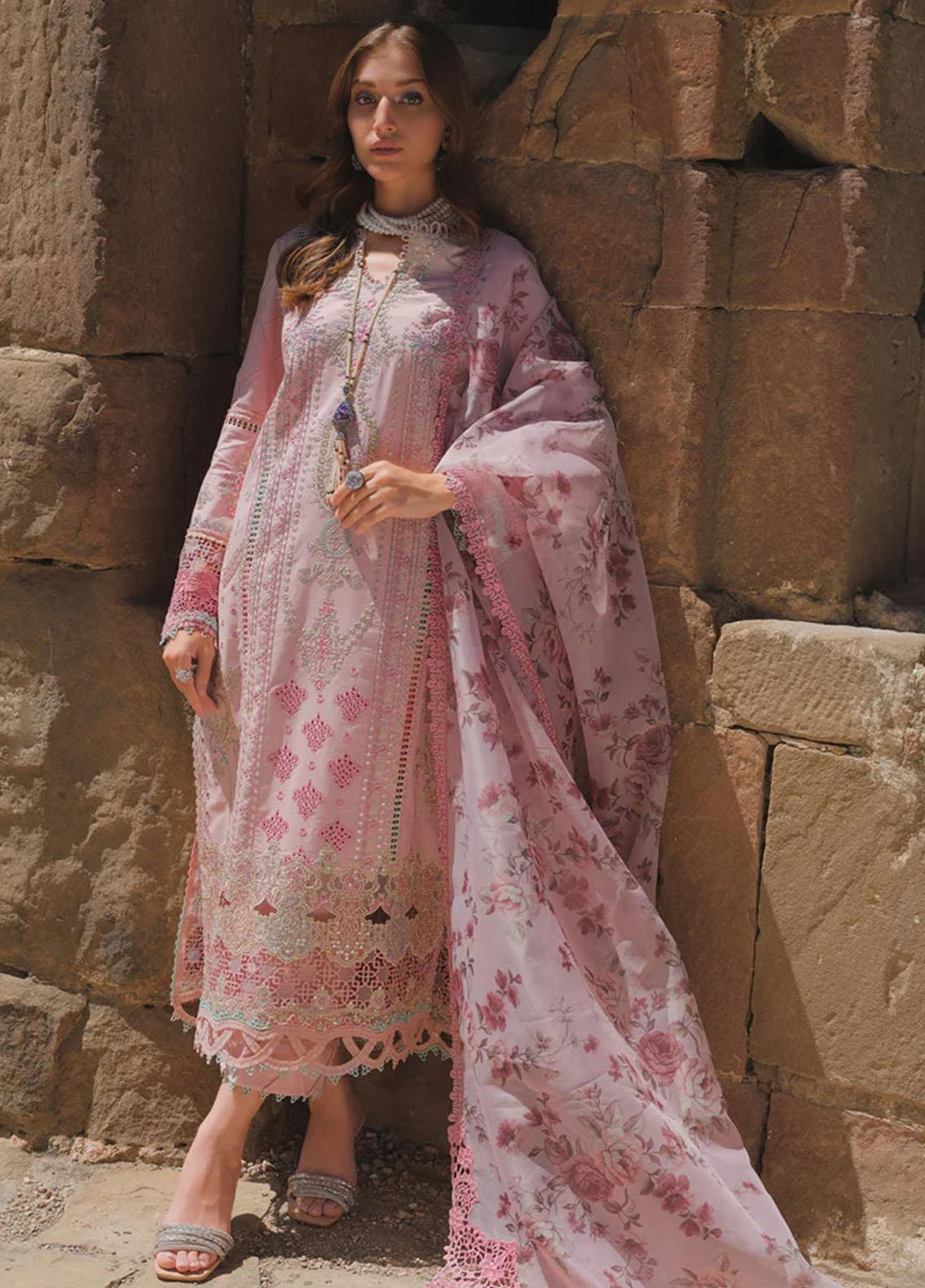 Qalamkar Embroidered Lawn Suits Unstitched 3 Piece QLM23EE BE-08 Siya - Eid Collection
