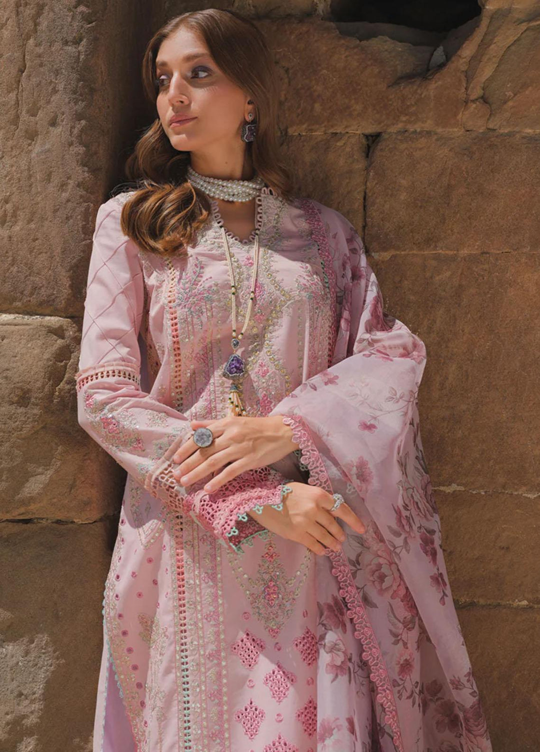 Qalamkar Embroidered Lawn Suits Unstitched 3 Piece QLM23EE BE-08 Siya - Eid Collection