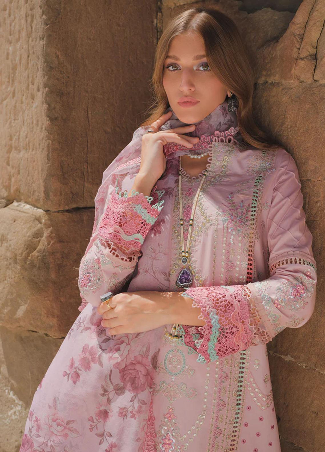 Qalamkar Embroidered Lawn Suits Unstitched 3 Piece QLM23EE BE-08 Siya - Eid Collection