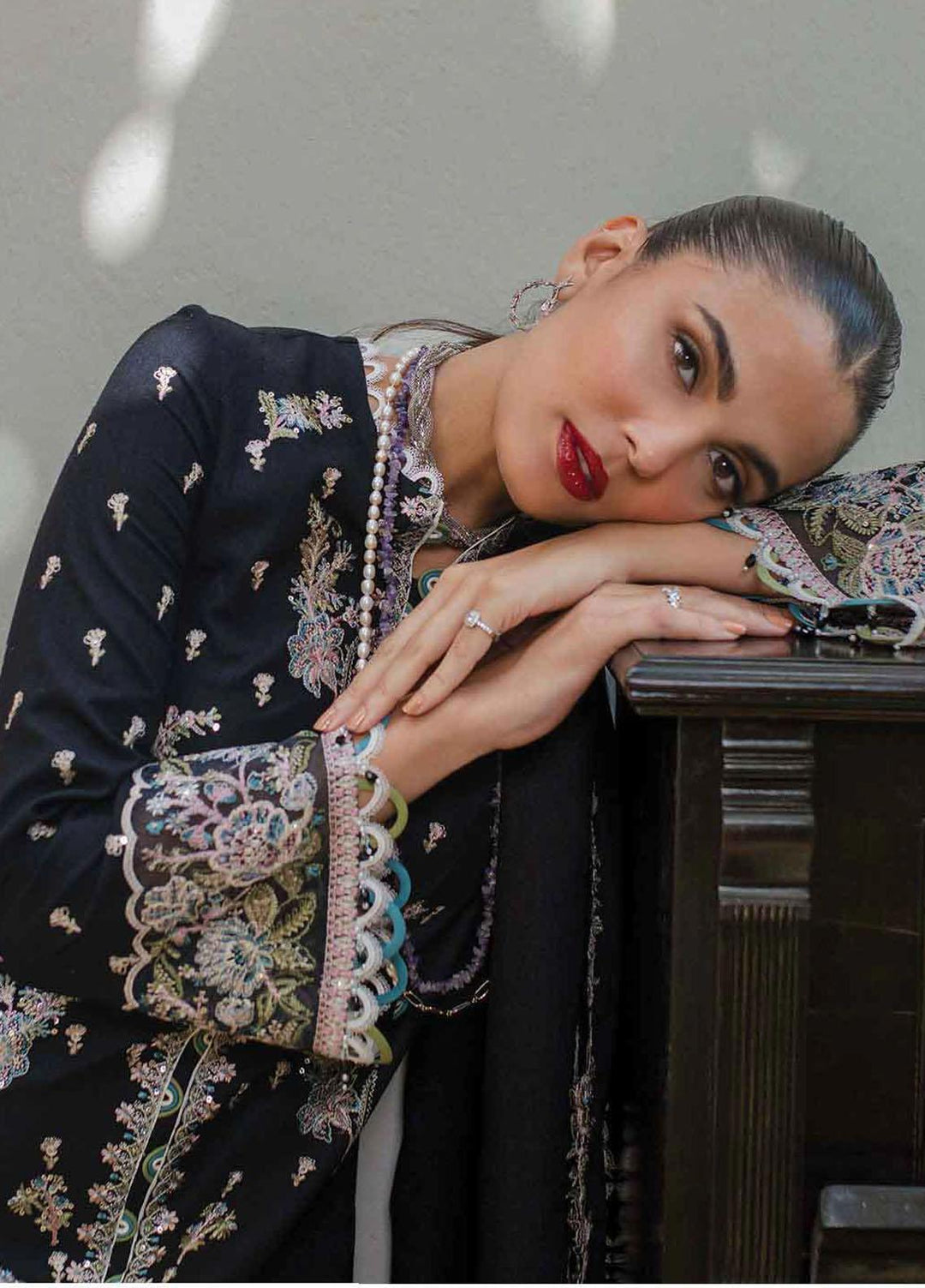 Qalamkar Embroidered Leather Peach Suits Unstitched 3 Piece QLM23LW SC-03 Fallon - Luxury Winter Collection