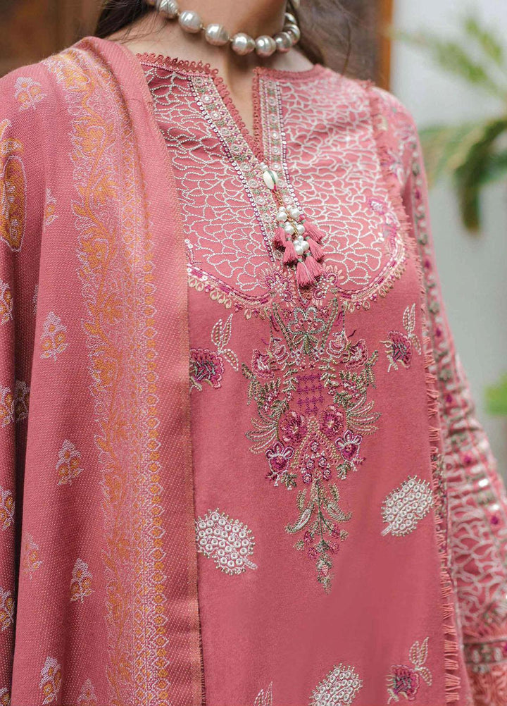 Qalamkar Embroidered Leather Peach Suits Unstitched 3 Piece QLM23LW SC-04 Allesia - Luxury Winter Collection