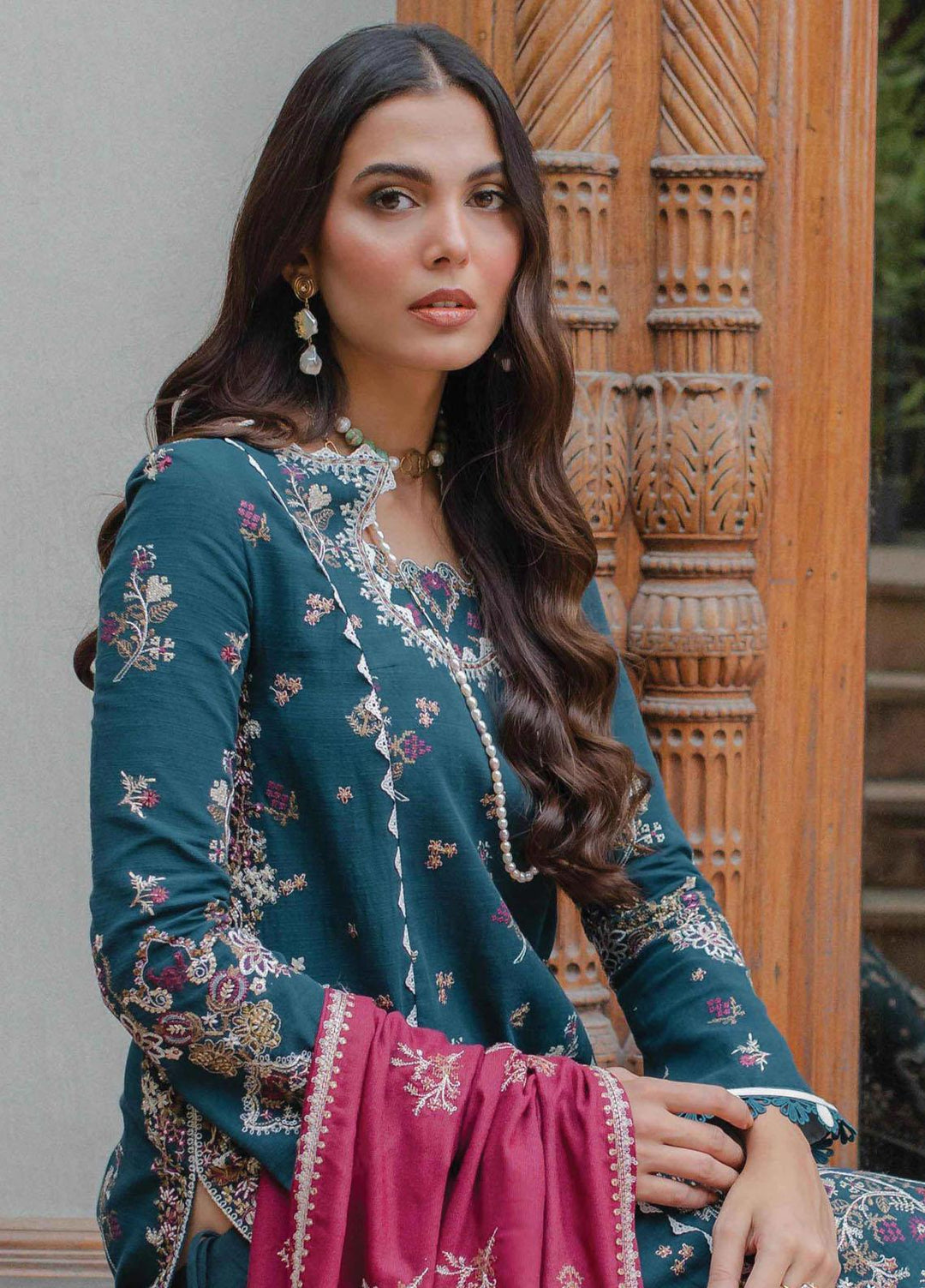 Qalamkar Embroidered Khaddar Suits Unstitched 3 Piece QLM23LW SC-06 Calista - Luxury Winter Collection