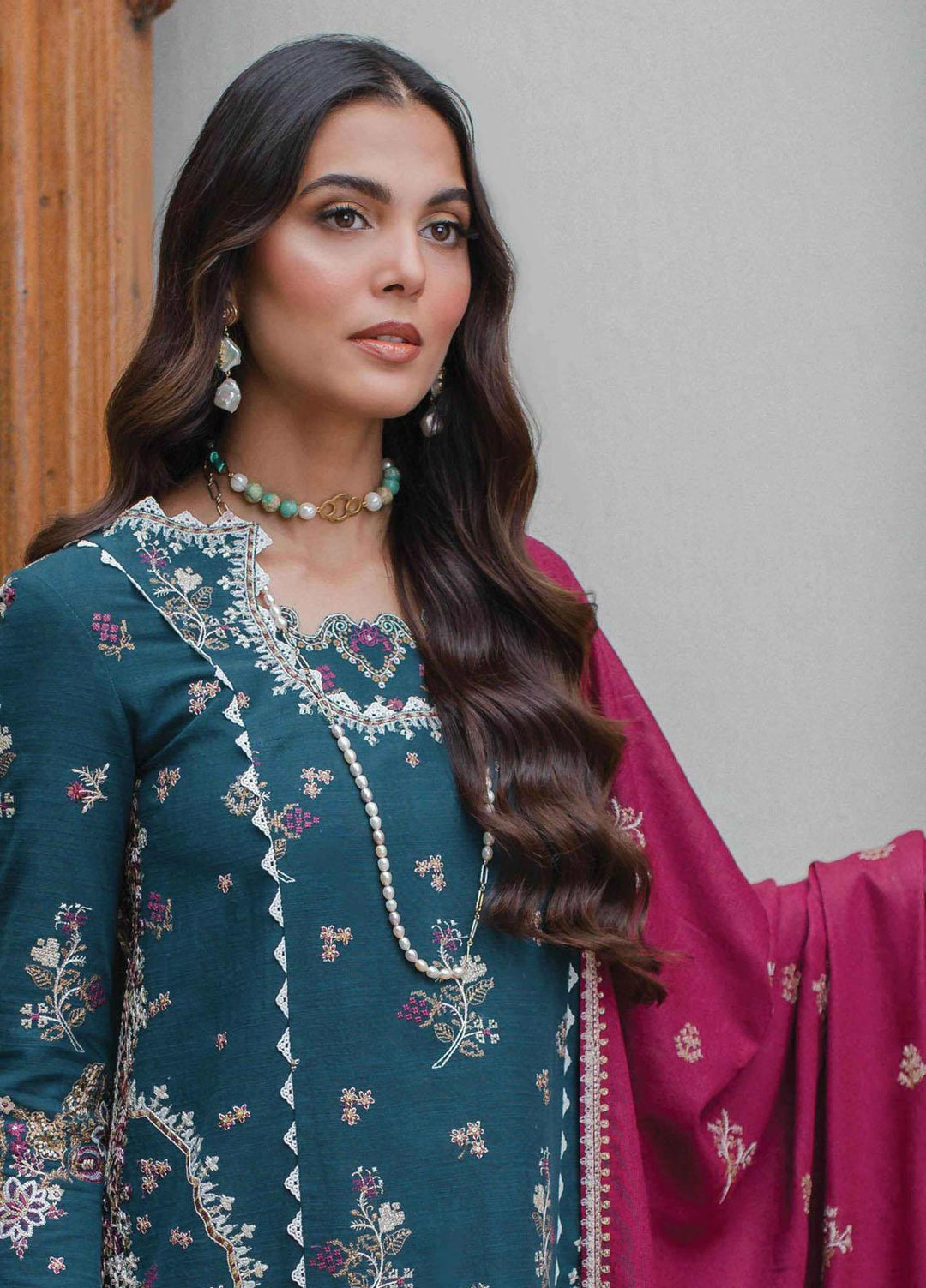 Qalamkar Embroidered Khaddar Suits Unstitched 3 Piece QLM23LW SC-06 Calista - Luxury Winter Collection