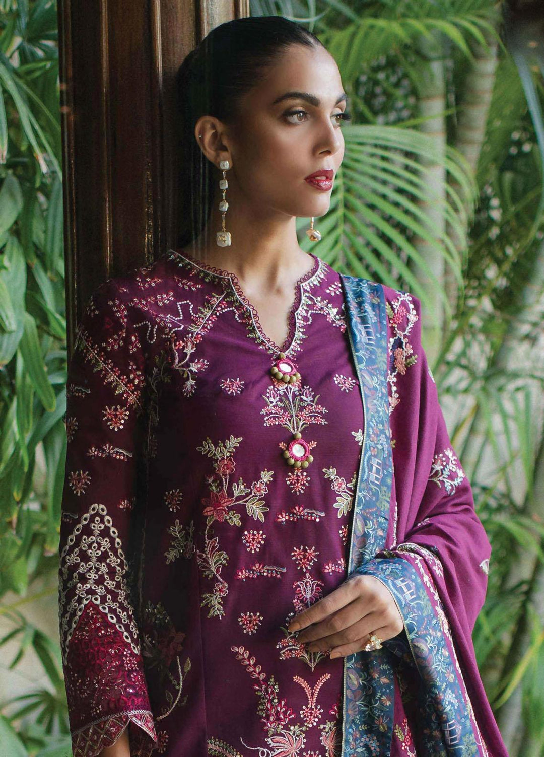 Qalamkar Embroidered Khaddar Suits Unstitched 3 Piece QLM23LW SC-07 Serene - Luxury Winter Collection