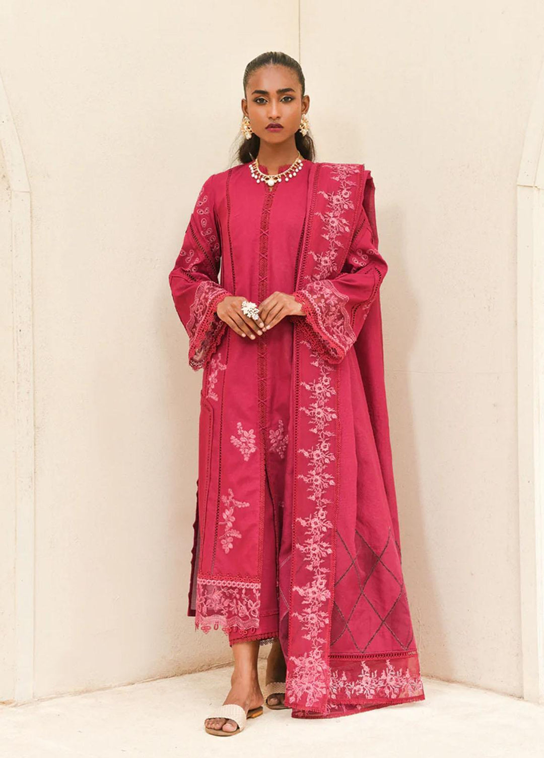 Qalamkar Pret Embroidered Karandi 3 Piece Suit QL22WP KP-02  MIA