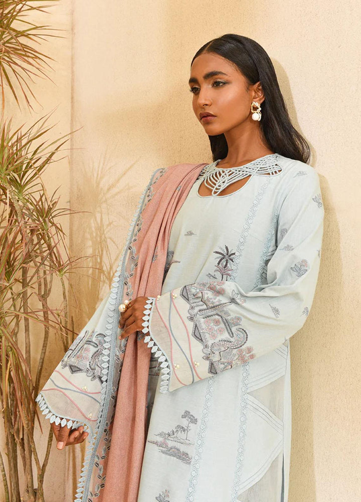 Qalamkar Pret Embroidered Karandi 3 Piece Suit QL22WP KP-03  EVA