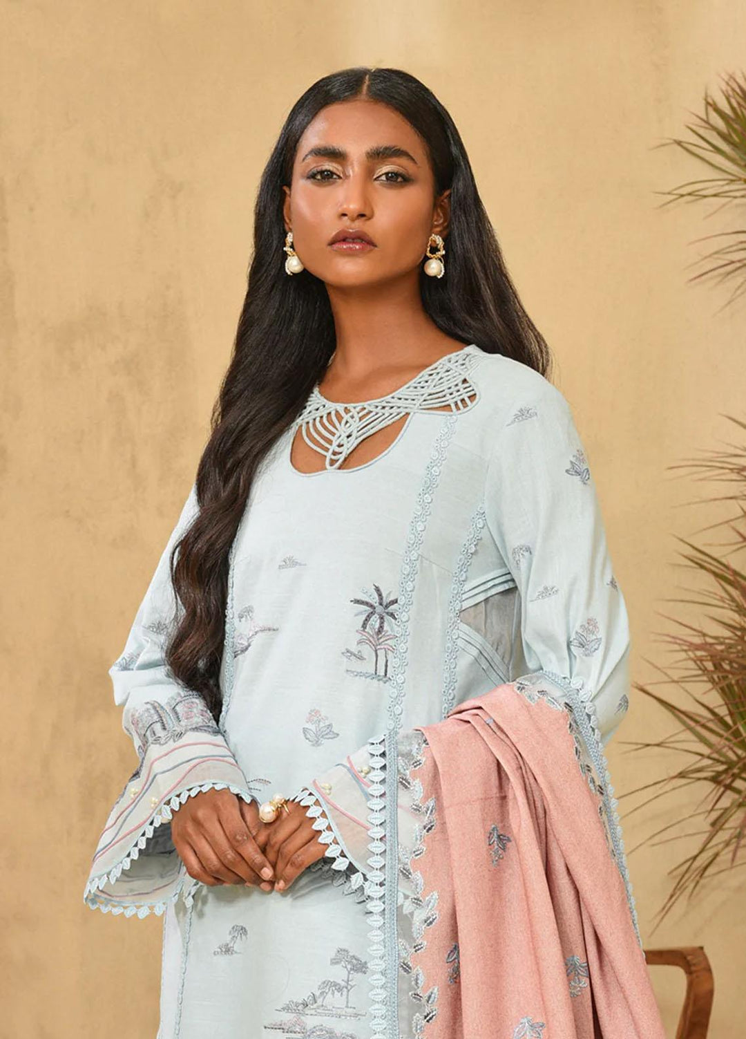 Qalamkar Pret Embroidered Karandi 3 Piece Suit QL22WP KP-03  EVA