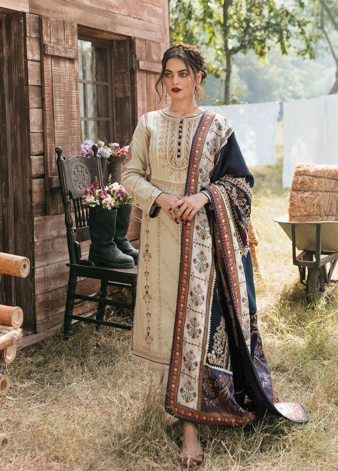 Qalamkar Embroidered Organza Suits Unstitched 3 Piece QLM21WS KK-03 - Winter Collection