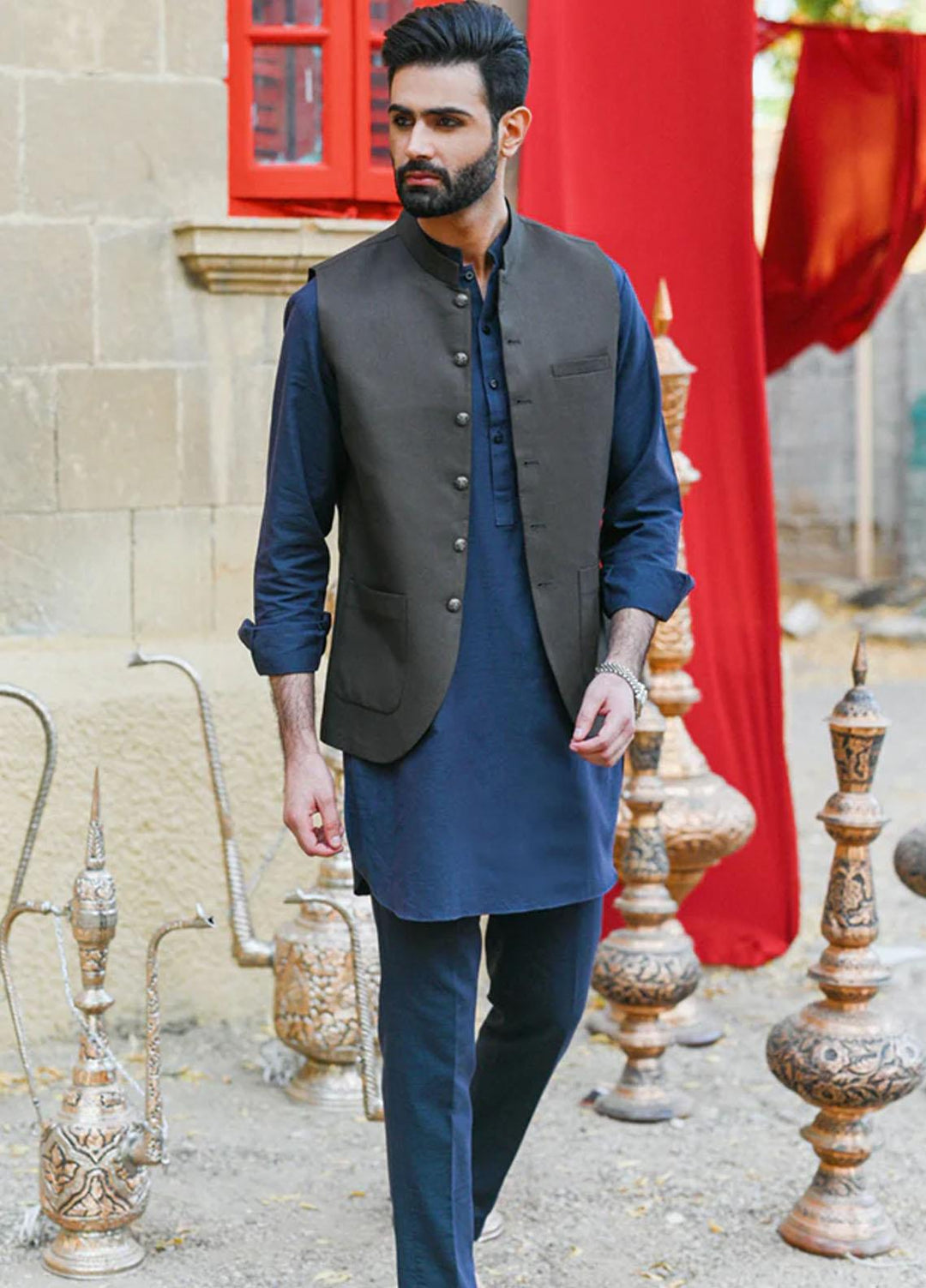 Qalamkar  Festive Waistcoat for Men -  QL22WM GW-08 WAISTCOAT
