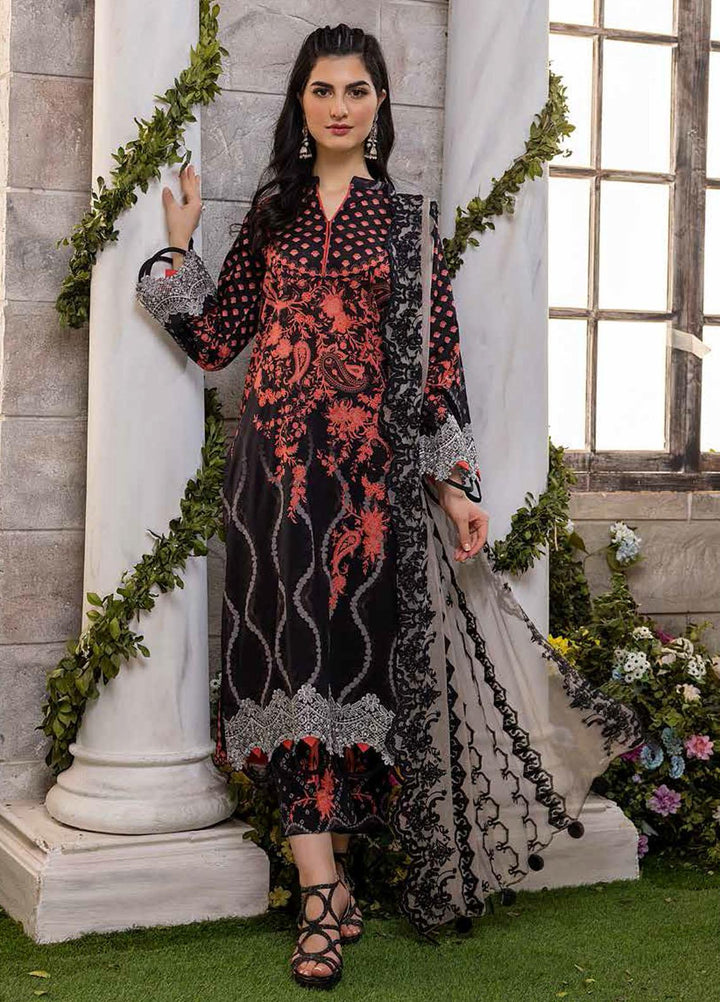 Qaus Embroidered Lawn Suits Unstitched 3 Piece QAS22-E2 QEE-01/B - Eid Collection