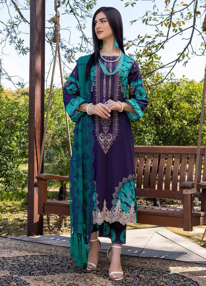 Qaus Embroidered Lawn Suits Unstitched 3 Piece QAS22-E2 QEE-04/B - Eid Collection