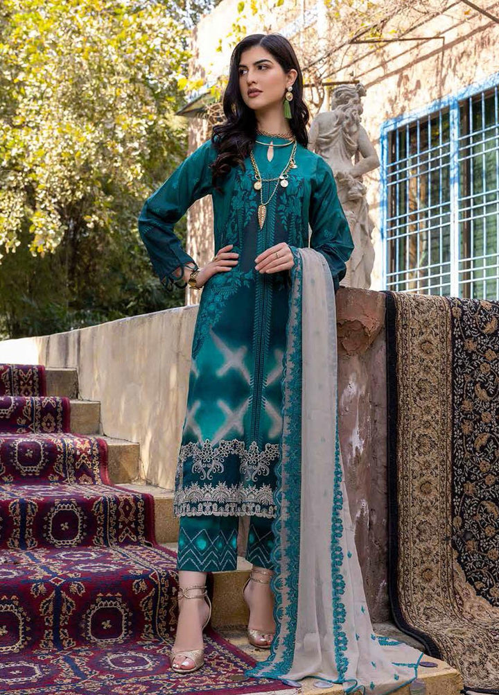 Qaus Embroidered Lawn Suits Unstitched 3 Piece QAS22-E2 QEE-06/B - Eid Collection