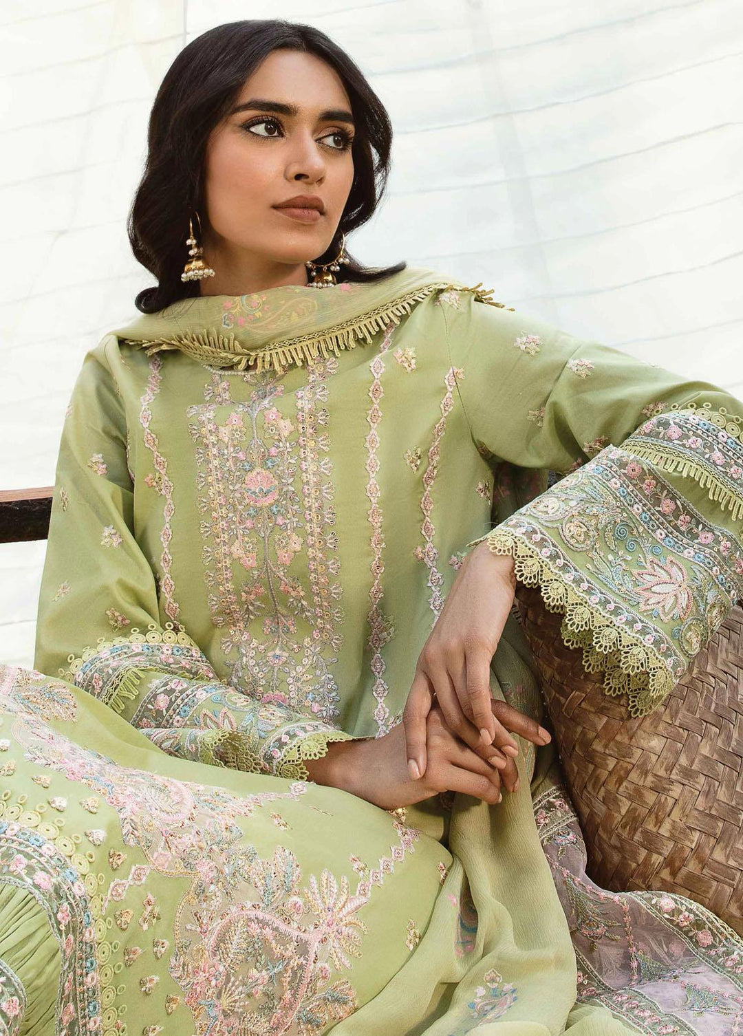 Qline by Qalamkar Embroidered Lawn Suits Unstitched 3 Piece QLM23Q AK-03 Raisa - Luxury Collection