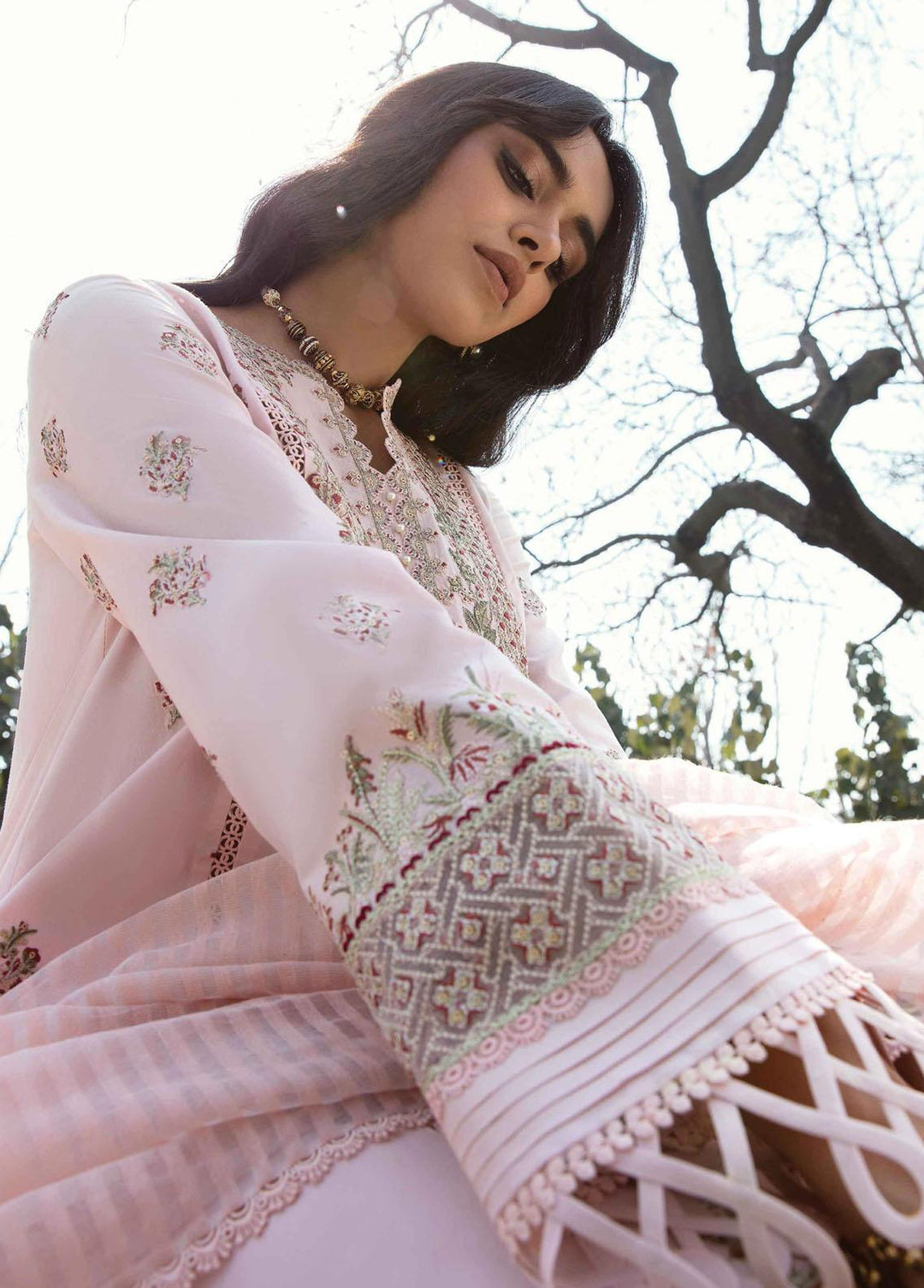 Qline by Qalamkar Embroidered Lawn Suits Unstitched 3 Piece QLM23Q AK-04 Vanna - Luxury Collection
