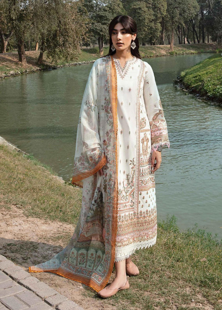 Qline by Qalamkar Embroidered Lawn Suits Unstitched 3 Piece QLM23Q AK-07 Hana - Luxury Collection